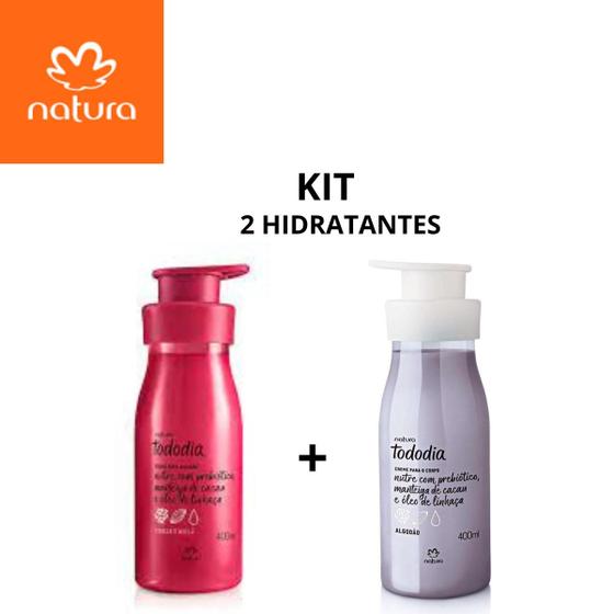 Imagem de Kit 2  hidratantes  natura todo dia 400ml algodão + cereja e avelã 400ml