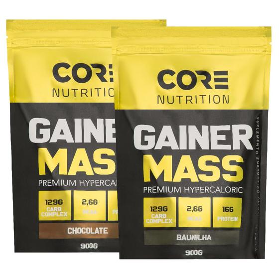 Imagem de Kit 2 Hipercalórico Gainer Mass 900g Core Nutrition