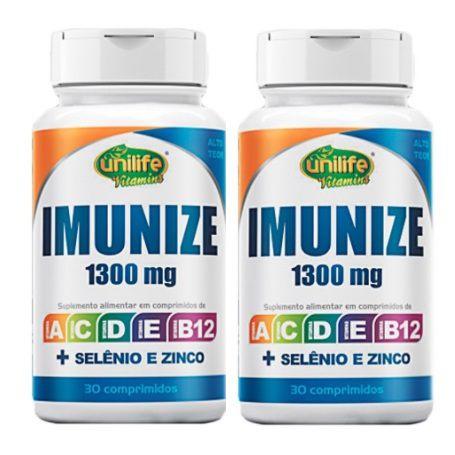 Imagem de Kit 2 Imunize Selenio Zinco Vitaminas A B C D E Unilife 60 Capsulas