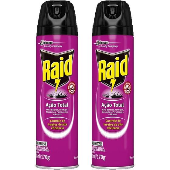 Imagem de Kit 2 Inseticidas Aerossol Raid Ação Total 285ml