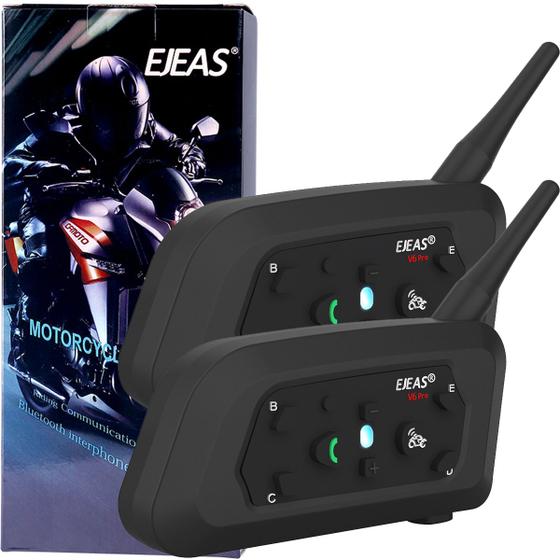 Kit 2 Intercomunicador Ejeas V6 Pro+ Par Fone Bluetooth Moto Capacete Conecta Até 6 800m Bateria 18hs Menor preço em Kit 2 Intercomunicador Ejeas V6 Pro+ Par Fone Bluetooth Moto Capacete Conecta Até 6 800m Bateria 18hs