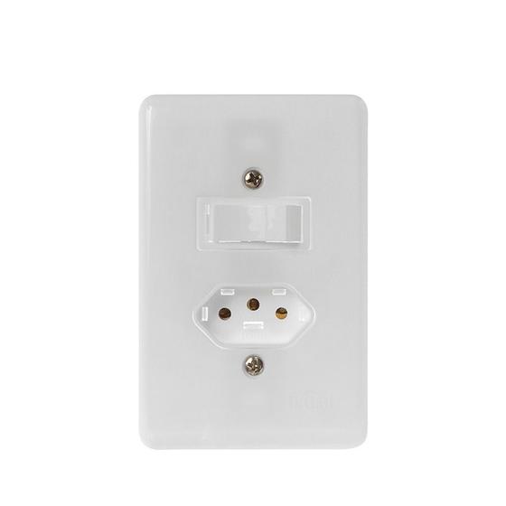 Imagem de KIT 2 Interruptor 1 Tecla + Tomada 2p+t 20a Ilumi