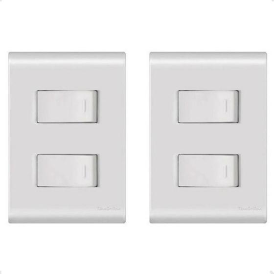 Imagem de Kit 2 Interruptor Duplo 4x2 Branco Embutir Liz Tramontina