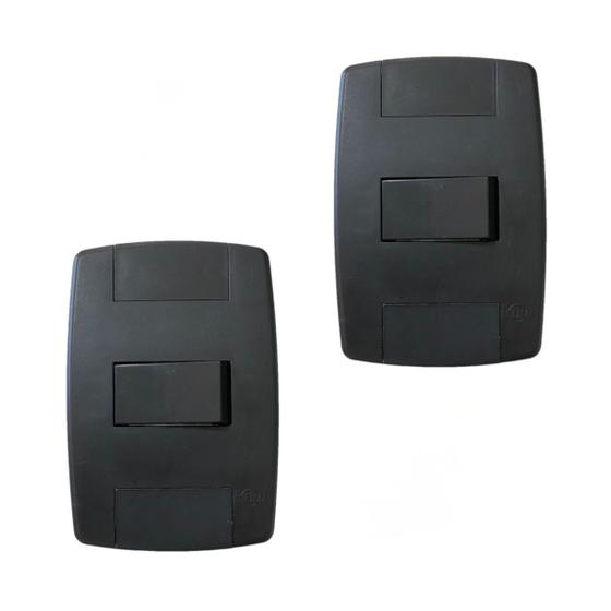 Imagem de Kit 2 Interruptor Simples Preto 10A 250V Placa 4x2 Ilumi