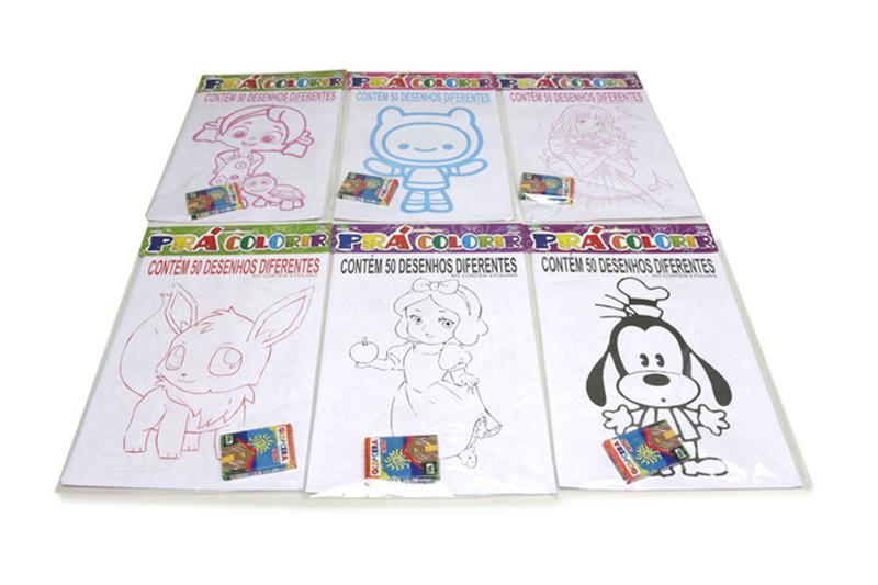 Imagem de Kit 2 Itens Para Colorir Infantil Caixa Giz De Cera + desenho