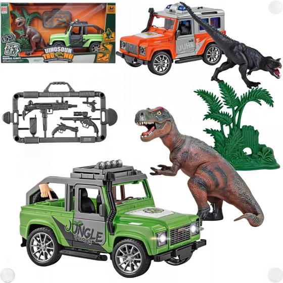 Imagem de Kit 2 Jeep expedição Jurassic Park Dinossauros Som e Luz