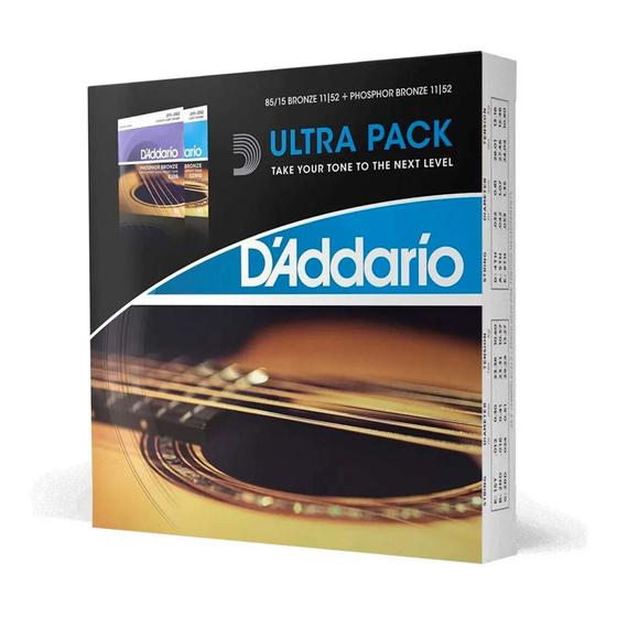 Imagem de Kit 2 Jogo De Cordas D'Addario 011 Ez910 Ej26 Ultra Pack Phb