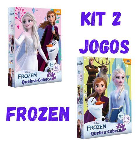 Imagem de Kit 2 Jogos Quebra Cabeça Frozen Presente 60 E 100 Peças