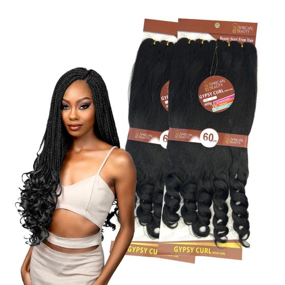 Imagem de Kit 2 Jumbo Boho Gypsy Curl Braids 400 Gr African Beauty + Anéis