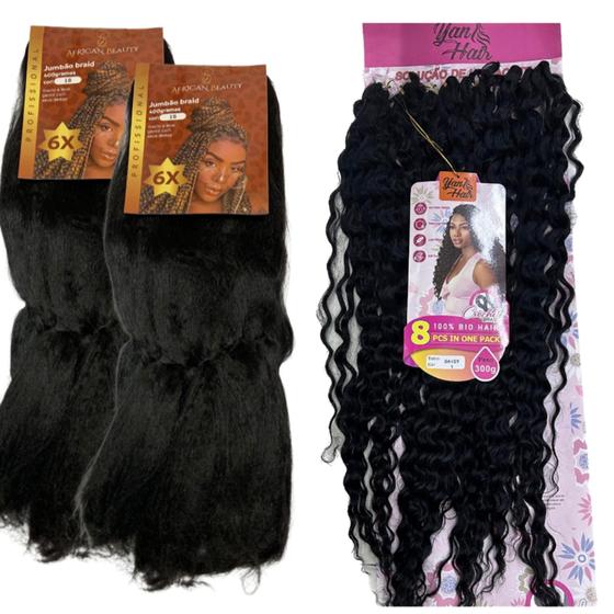 Imagem de Kit 2 Jumbo E Cabelo Cacheado Orgânico Gypsy Braids + Aneis