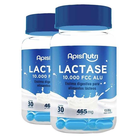 Kit 2 Lactase 10.000 FCC ALU Enzima Digestiva Apisnutri 30 cápsulas