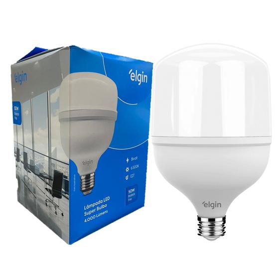 Kit 2 Lampada Led Bulbo 50w Branco Frio 6500k Elgin Alta Potencia Menor preço em Kit 2 Lampada Led Bulbo 50w Branco Frio 6500k Elgin Alta Potencia