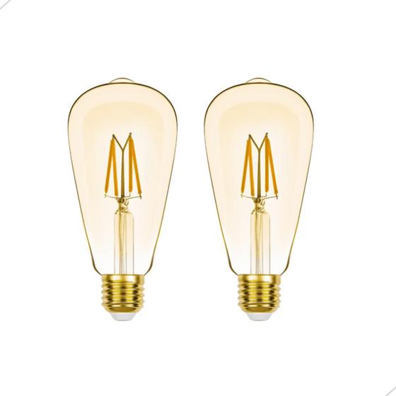 Imagem de Kit 2 Lâmpada Led Filamento Decorativa Vintage Retro Âmbar ST64