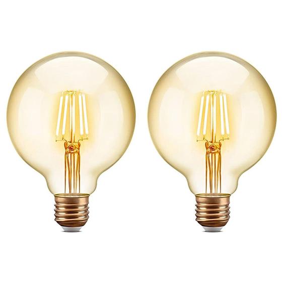 Imagem de Kit 2 Lâmpada Led Filamento G95 4W 2200K Retrô Vintage Opus