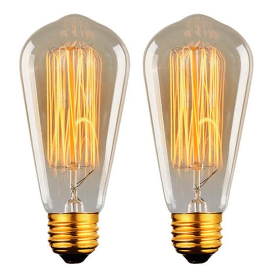 Imagem de Kit 2 Lâmpadas Filamento de Carbono Retrô ST64 Galaxy Led 40w 127v Vintage 2400K Amarelo Âmbar Dimerizável Edison