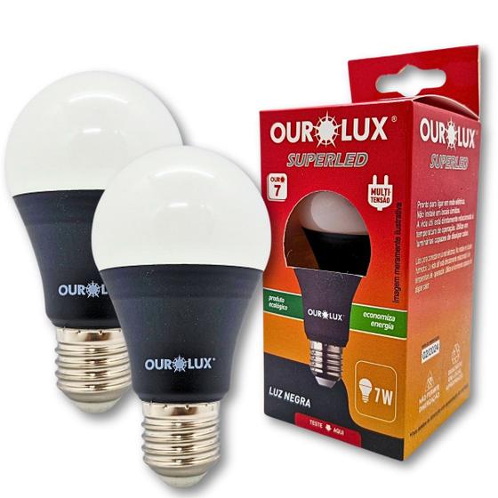 Imagem de KIT 2 Lâmpadas Led Ourolux Luz Negra 7w E27 Bivolt 110V/220V