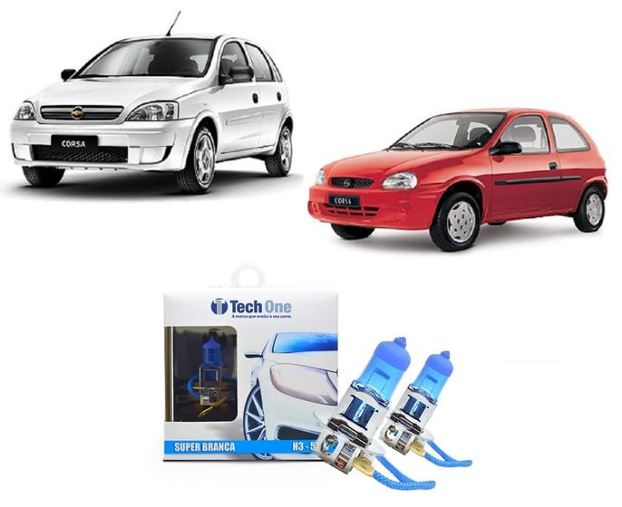 Imagem de Kit 2 Lampadas Super Brancas para Farol De Milha Modelo H3 com 8500K para Chevrolet Corsa Todos