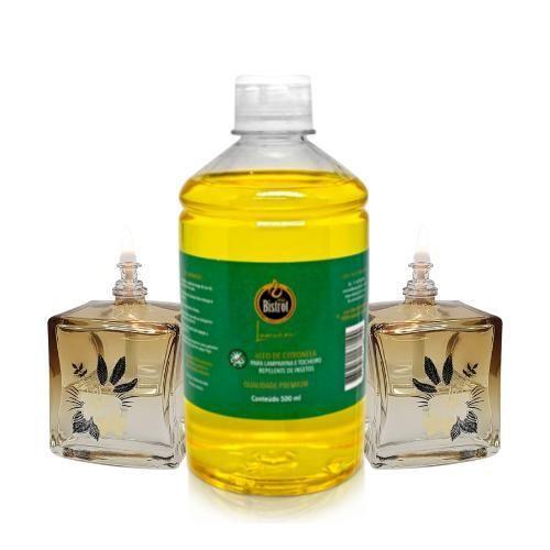 Imagem de Kit 2 Lamparinas Decorativas 4 Estações + 500Ml De Citronela