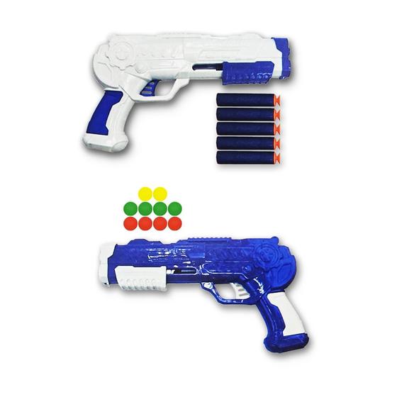 Imagem de Kit 2 Lança Dardos Arminha Dupla brinquedo Bolinha Shooter