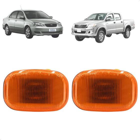 Imagem de Kit 2 Lanterna Lateral Corolla Fielder Hilux Ambar Com Soquete 2003 Até 2011