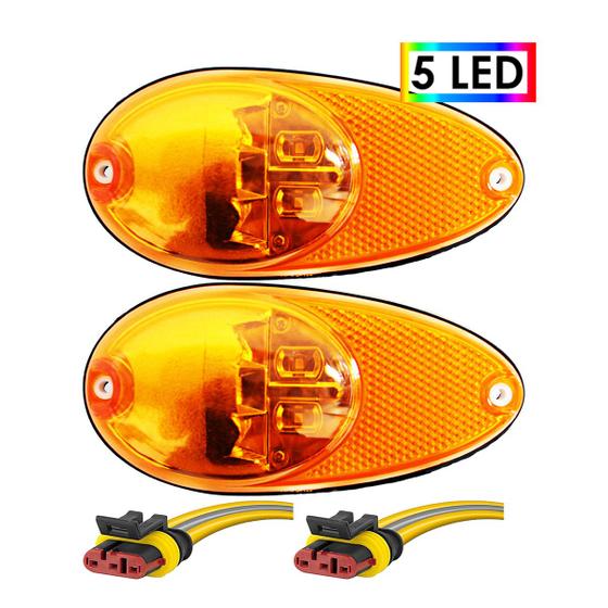 Imagem de KIT 2 Lanterna Lateral Ônibus Dupla Função 5 Led BIVOLT +Conector
