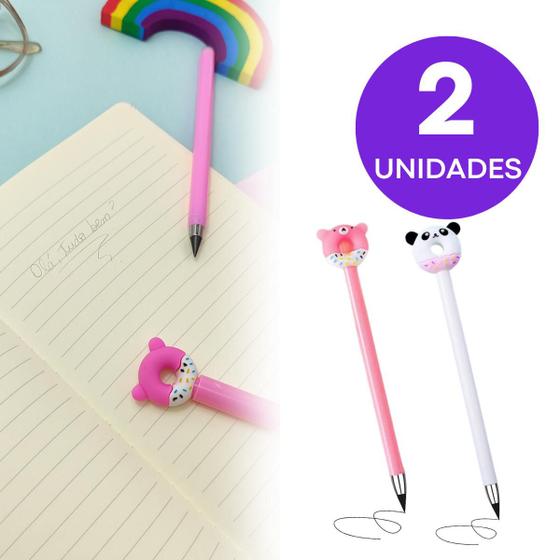 Imagem de Kit 2 Lápis Grafite Infinito Eterno 100 Lápis Em 1 Durável Modelo Fofo Kawaii