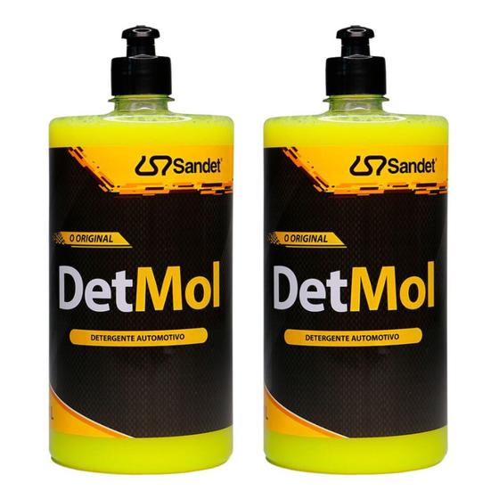 Imagem de kit 2 Lava Moto Shampoo Detmol 1 Litro Sandet Limpeza Pesada