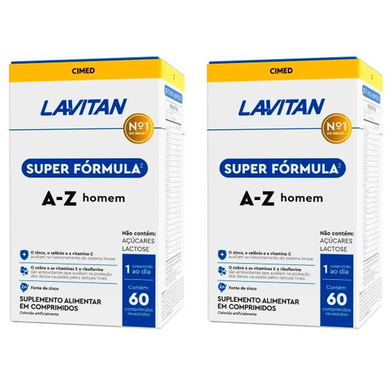 Imagem de Kit 2 Lavitan A-Z Multivitaminico Homem e Mulher Super Fórmula Vitamina C D Zinco Cimed