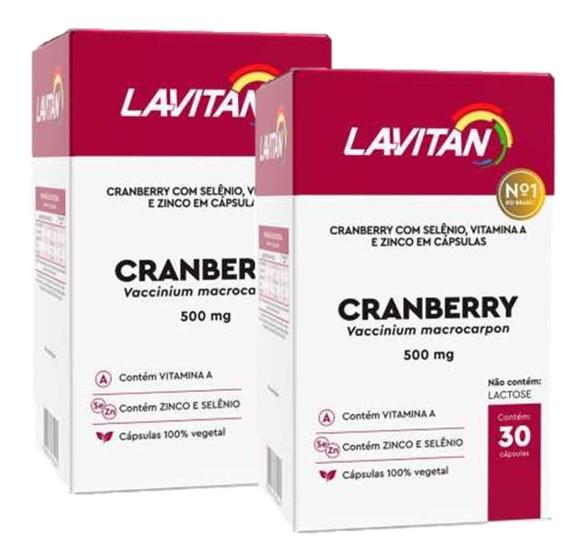 Imagem de Kit 2 Lavitan Cranberry 30 Cap Tratamento Infecção Urinária