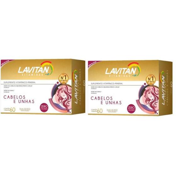 Imagem de Kit 2 Lavitan Hair Cabelo E Unha Biotina Cimed 60 Cápsulas