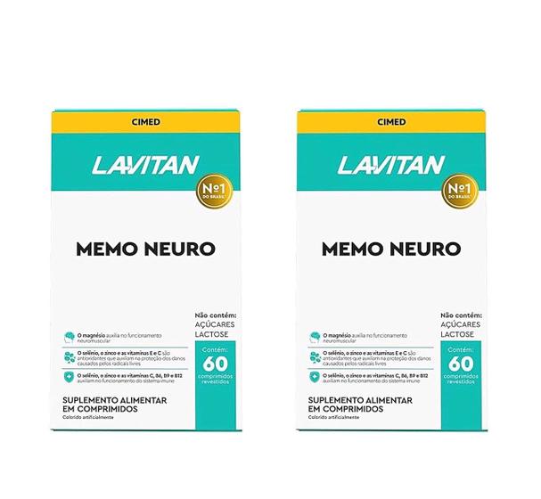 Kit 2 Lavitan Memoria 60 Complimidos, Memo Neuro - Cimed Imagem de Kit 2 Lavitan Memoria 60 Complimidos, Memo Neuro - Cimed