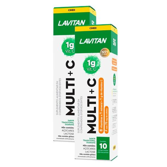 Imagem de Kit 2 Lavitan Multi + C Sabor Guaraná com 10 Comprimidos Efervescentes