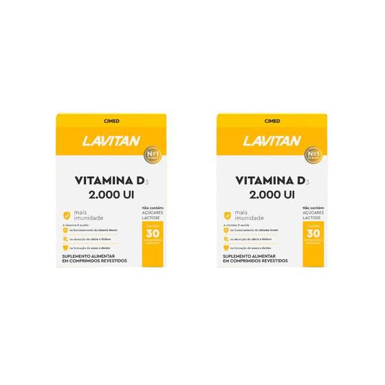 Imagem de Kit 2 Lavitan Vitamina D 2.000Ui C/30 Comprimidos - Cimed