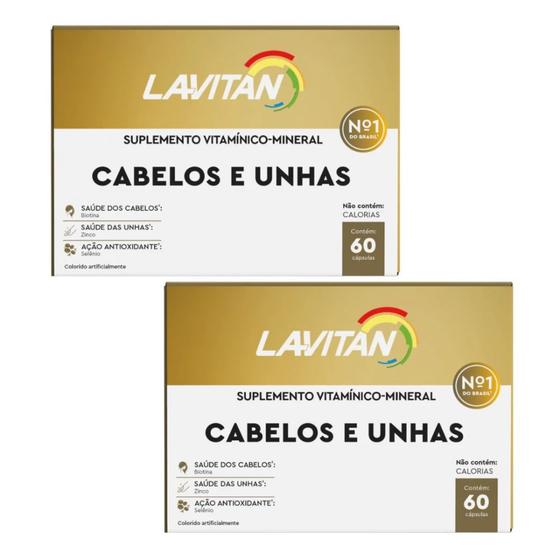 Imagem de Kit 2 Lavitans Suplemento Vitaminico para Cabelos e Unhas 60caps  Cimed 