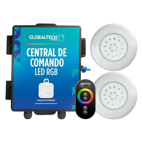 Imagem de Kit 2 LED Piscina ABS RGB 18W + Central + Controle Touch