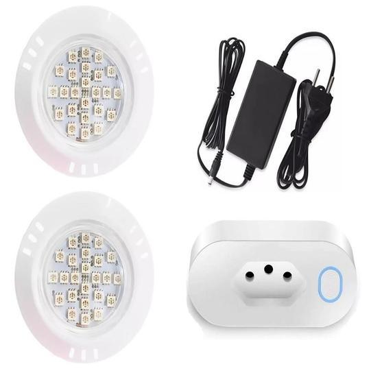 Imagem de Kit 2 Led Power Led 5w Abs Branco 24 + Fonte + Tomada Wifi