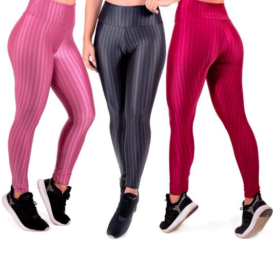 Imagem de Kit 2 Legging 3D Fitness Textura e Brilho De Alta Qualidade