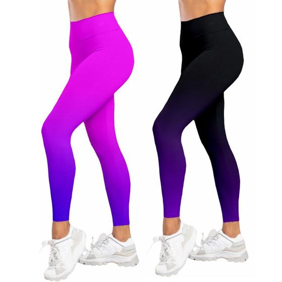 Imagem de Kit 2 Legging Fitness Calça Feminina Academia Degrade Caminhada Treino Funcional Caminhada