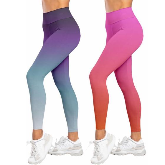 Imagem de Kit 2 Legging Fitness Calça Feminina Academia Degrade Caminhada Treino Funcional Caminhada