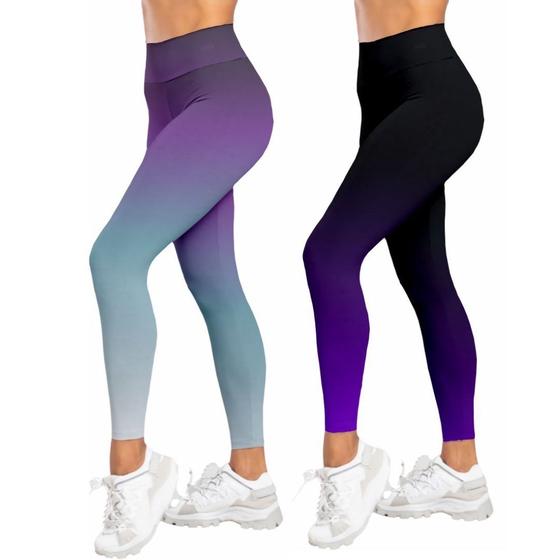 Imagem de Kit 2 Legging Fitness Feminina Degrade Calca Academia Caminhada Pilates Exercicios Funcional