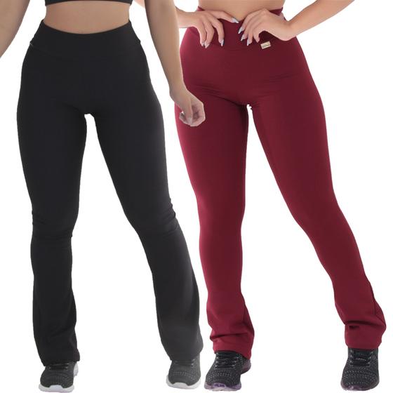 Imagem de Kit 2 Leggings Feminina Flare Esportivas Peluciadas Inverno