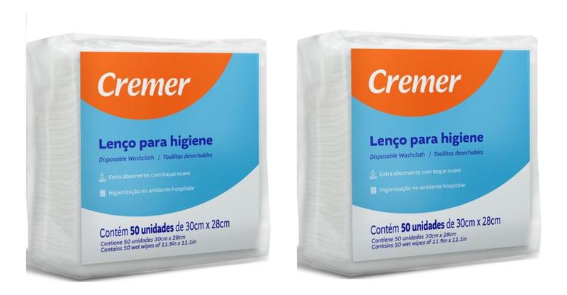 Imagem de Kit 2 Lenco Higiene Cremer com 50 Unidades