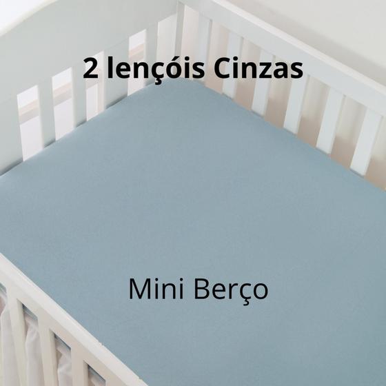 Imagem de Kit 2 Lençóis De Mini Berço Malha 100% Algodão com Elástico Anti Alérgico