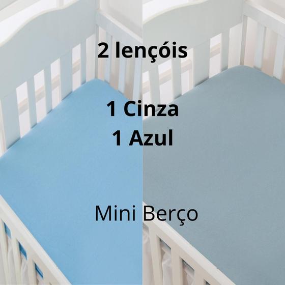 Imagem de Kit 2 Lençóis De Mini Berço Malha 100% Algodão com Elástico Anti Alérgico