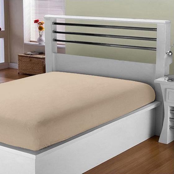 Imagem de Kit 2 Lençol Cama Queen Bege Com Elástico Algodão 150 Fios