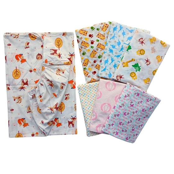 Imagem de Kit 2 Lençol Estampado Berço Americano Bebe 100% Algodão C/ Elástico SORTIDO MENINA