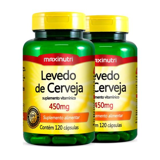 Imagem de Kit 2 Levedo de Cerveja 450mg Maxinutri 120 Cápsulas