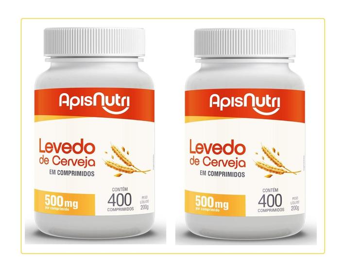 Kit 2 Levedo de Cerveja com 400 Comprimidos - Apisnutri Menor preço em Kit 2 Levedo de Cerveja com 400 Comprimidos - Apisnutri