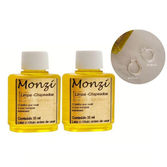 Imagem de Kit 2 Limpa Chapeados Semijóia Monzi 35ml Original Liquido