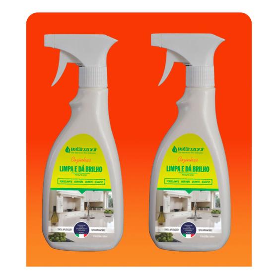 Imagem de Kit 2 Limpa dá Brilho 2 em 1 Para Mármore Granito Pedras em Geral 500 ml Bellinzoni